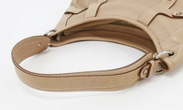 Salvatore Ferragamo Shoulder Bag Purse Leather Beige Authentic