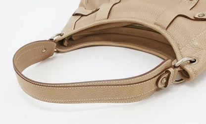 Salvatore Ferragamo Shoulder Bag Purse Leather Beige Authentic