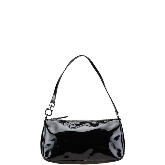 Salvatore Ferragamo Shoulder Bag Purse Gancini Black Authentic