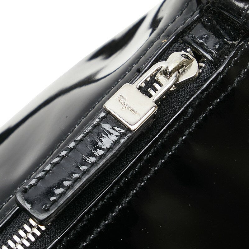 Salvatore Ferragamo Shoulder Bag Purse Gancini Black Authentic