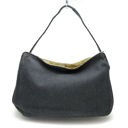 Salvatore Ferragamo Accessory Pouch Hand Pouch Denim Canvas Leather Black Auth