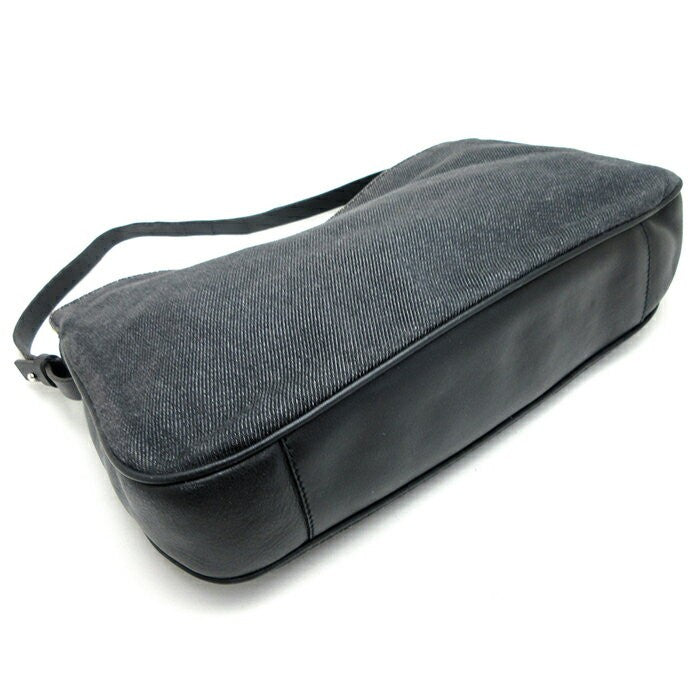 Salvatore Ferragamo Accessory Pouch Hand Pouch Denim Canvas Leather Black Auth
