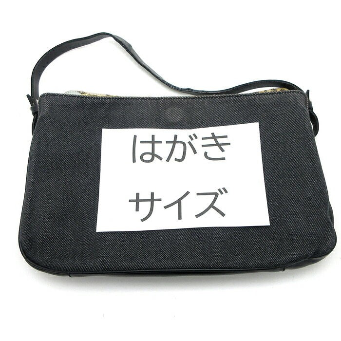 Salvatore Ferragamo Accessory Pouch Hand Pouch Denim Canvas Leather Black Auth