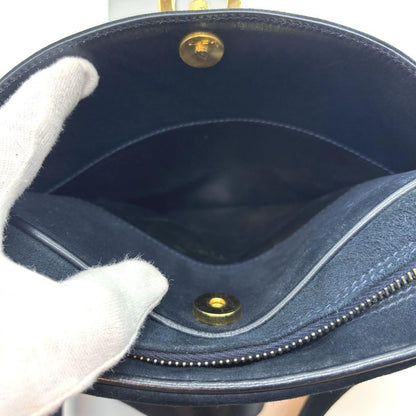 Salvatore Ferragamo shoulder bag Purse Gancini Black  Gold Suede Authentic Used