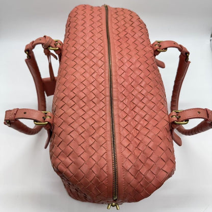 BOTTEGA VENETA Hand Bag Tote Purse Intrecciato Leather Salmon Pink Authentic