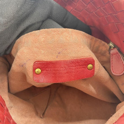 BOTTEGA VENETA Shoulder Bag Purse Intrecciato Red Authentic