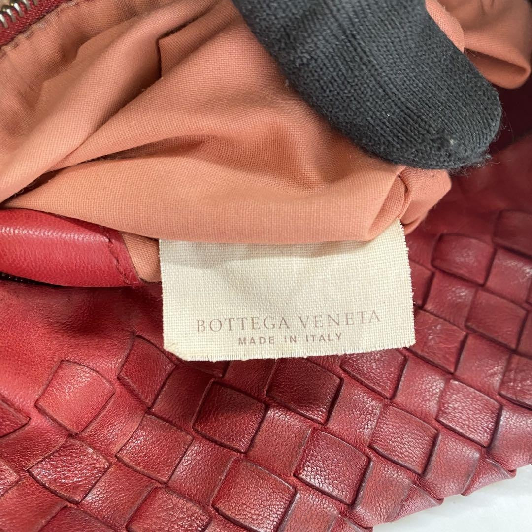 BOTTEGA VENETA Shoulder Bag Purse Intrecciato Red Authentic