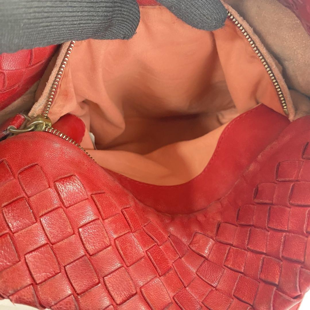 BOTTEGA VENETA Shoulder Bag Purse Intrecciato Red Authentic