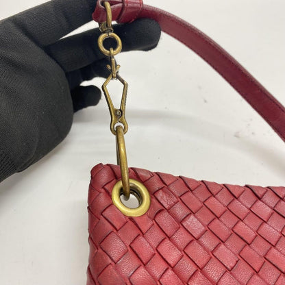 BOTTEGA VENETA Shoulder Bag Purse Intrecciato Red Authentic