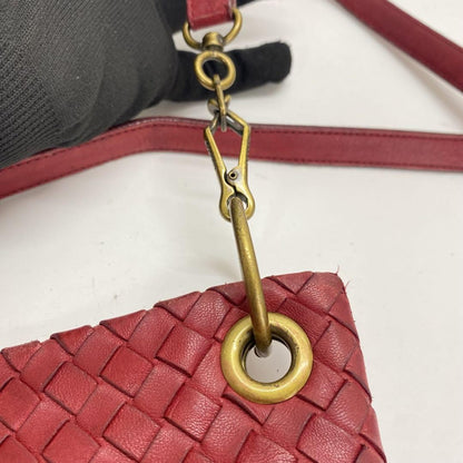 BOTTEGA VENETA Shoulder Bag Purse Intrecciato Red Authentic