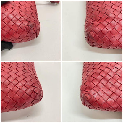 BOTTEGA VENETA Shoulder Bag Purse Intrecciato Red Authentic