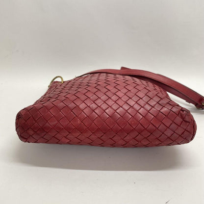 BOTTEGA VENETA Shoulder Bag Purse Intrecciato Red Authentic