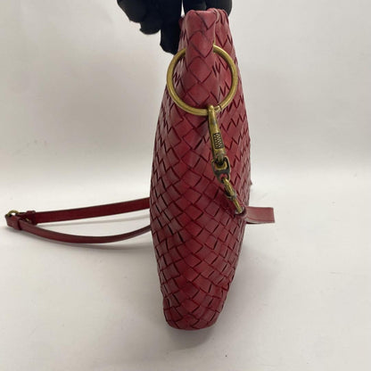 BOTTEGA VENETA Shoulder Bag Purse Intrecciato Red Authentic