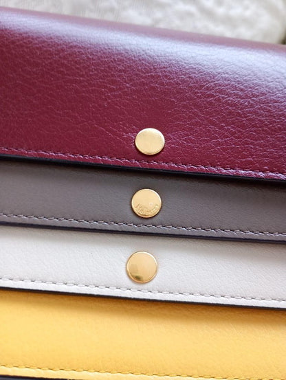 MULBERRY Shoulder Bag Purse Chain Leather Burgundy Gray Cream Yellow Authentic