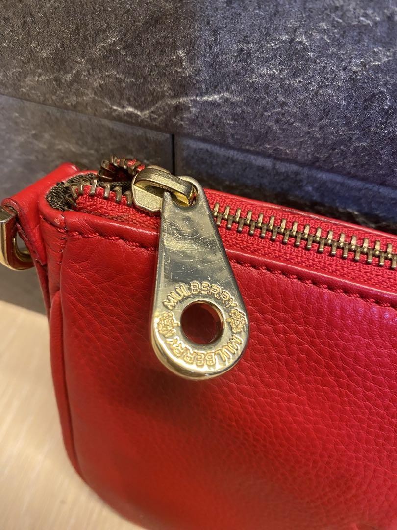MULBERRY Shoulder Bag Purse 2way Leather Red Authentic