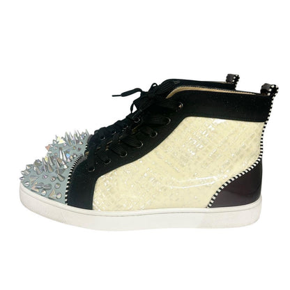 Christian Louboutin Sneakers Shoes High-cut Studs EU 43 US 10 White Black Auth