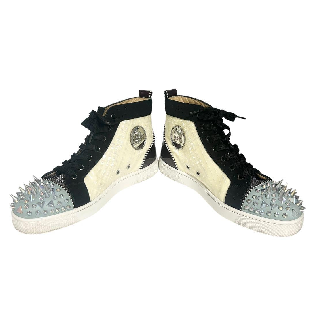 Christian Louboutin Sneakers Shoes High-cut Studs EU 43 US 10 White Black Auth
