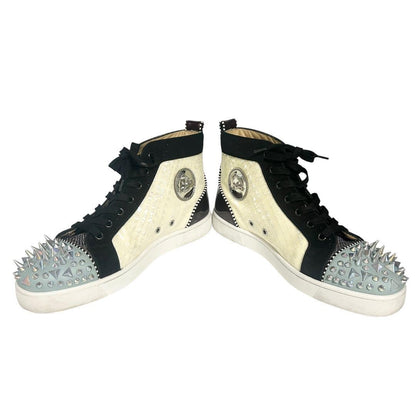 Christian Louboutin Sneakers Shoes High-cut Studs EU 43 US 10 White Black Auth