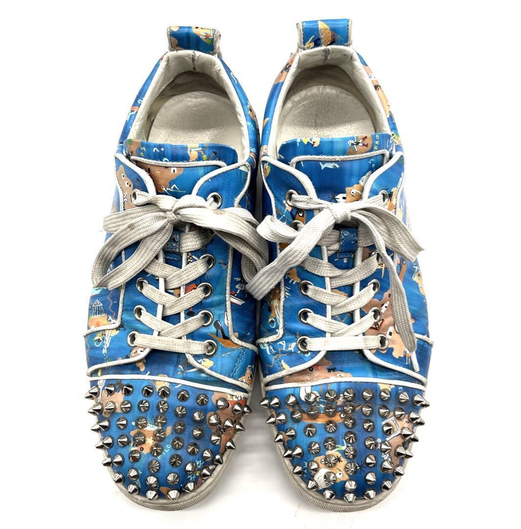 Christian Louboutin Sneakers Shoes Low-Cut Studs EU 41 US 8 Blue Authentic