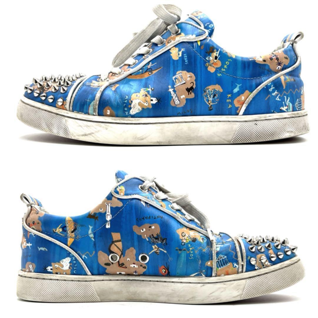 Christian Louboutin Sneakers Shoes Low-Cut Studs EU 41 US 8 Blue Authentic