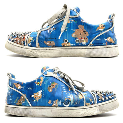 Christian Louboutin Sneakers Shoes Low-Cut Studs EU 41 US 8 Blue Authentic