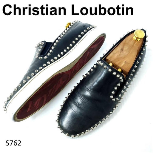 Christian Louboutin Slip-ons Shoes Sneakers Studs EU 42 US 9 Black Authentic