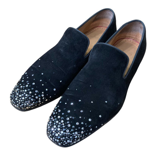Christian Louboutin Opera Shoes Rhinestone EU 42 US 9 Suede Black Authentic