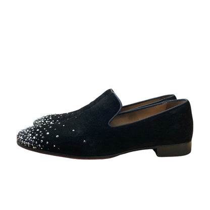 Christian Louboutin Opera Shoes Rhinestone EU 42 US 9 Suede Black Authentic