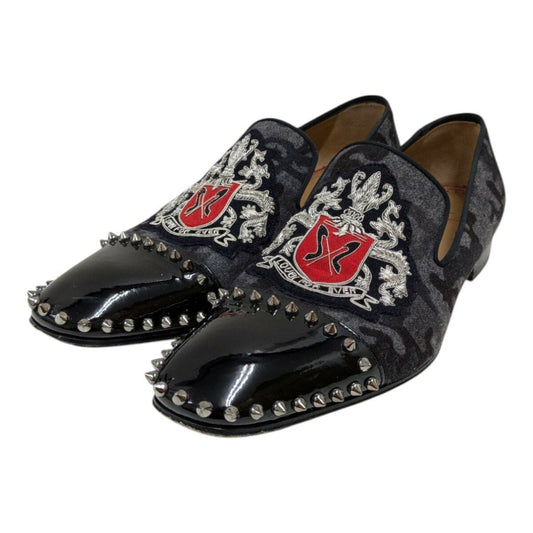Christian Louboutin Loafers Shoes Studs EU 42 US 9 Gray Black Authentic