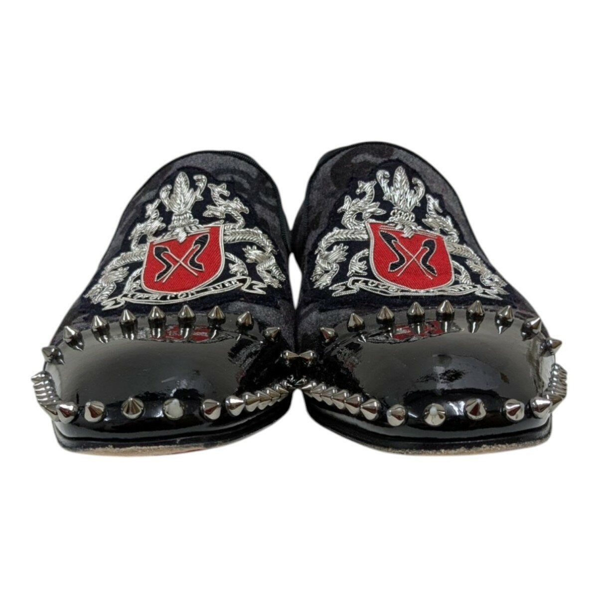 Christian Louboutin Loafers Shoes Studs EU 42 US 9 Gray Black Authentic