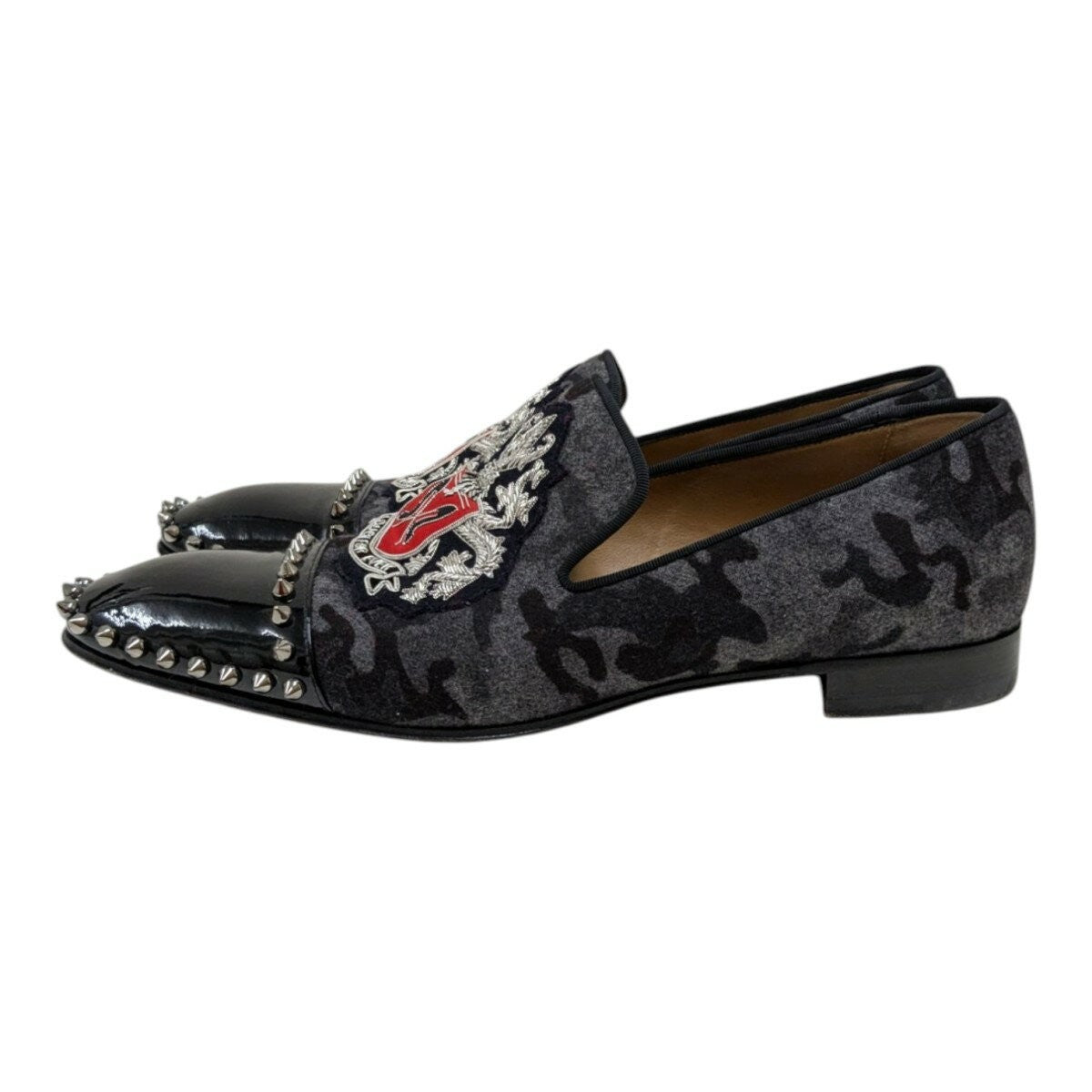 Christian Louboutin Loafers Shoes Studs EU 42 US 9 Gray Black Authentic