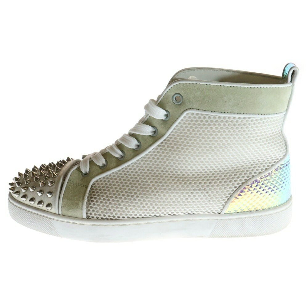 Christian Louboutin Sneakers Shoes High-cut Studs EU 41.5 US 8.5 White Authentic