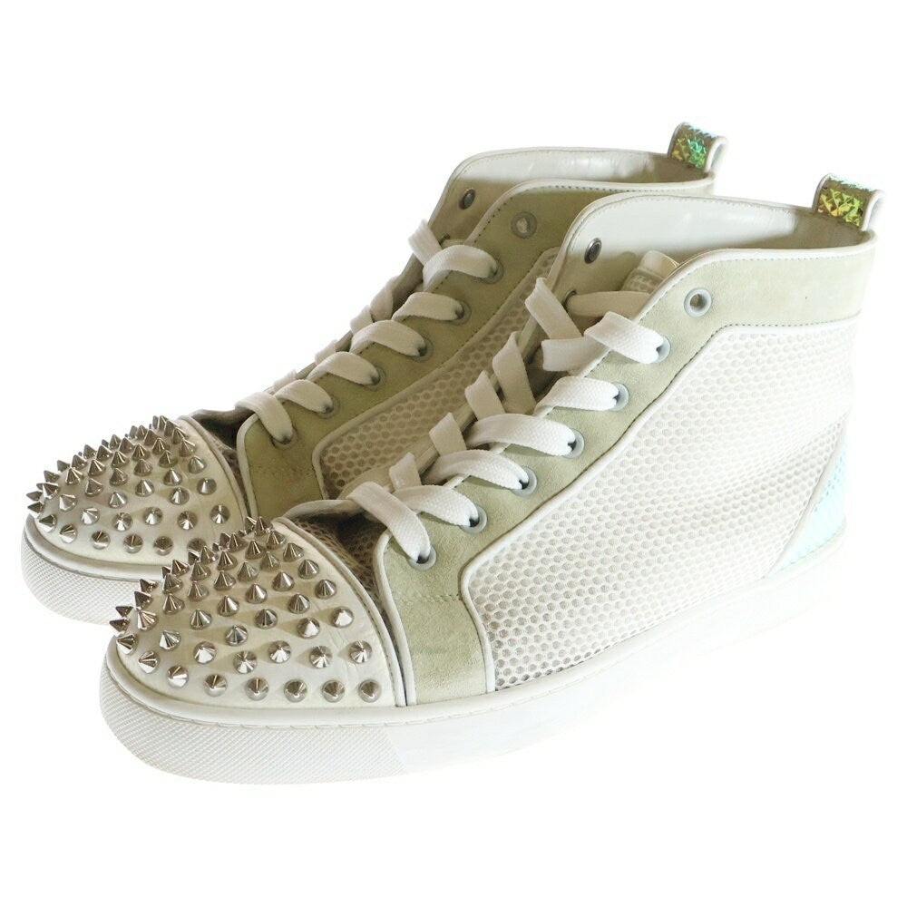 Christian Louboutin Sneakers Shoes High-cut Studs EU 41.5 US 8.5 White Authentic