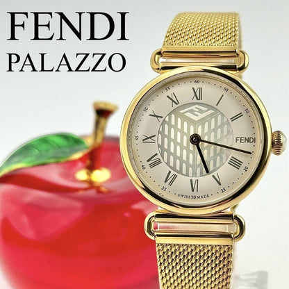 FENDI Quartz Watch Wristwatch Logo White Gold Women's Authentic