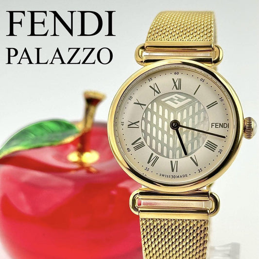 FENDI Quartz Watch Wristwatch Logo White Gold Women's Authentic