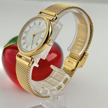 FENDI Quartz Watch Wristwatch Logo White Gold Women's Authentic