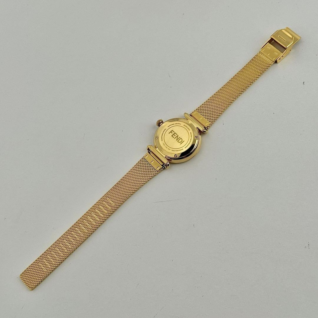 FENDI Quartz Watch Wristwatch Logo White Gold Women's Authentic