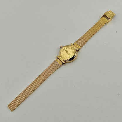 FENDI Quartz Watch Wristwatch Logo White Gold Women's Authentic