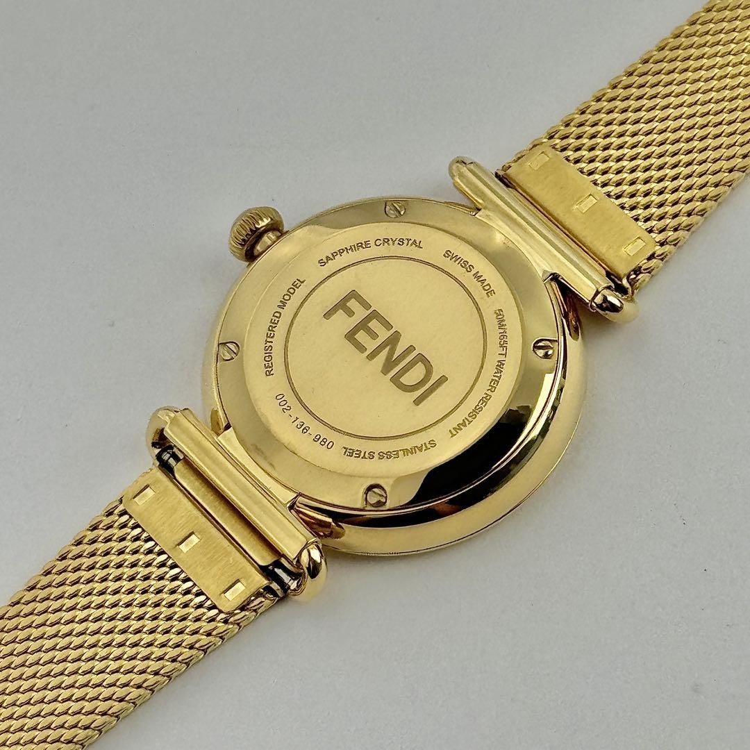 FENDI Quartz Watch Wristwatch Logo White Gold Women's Authentic