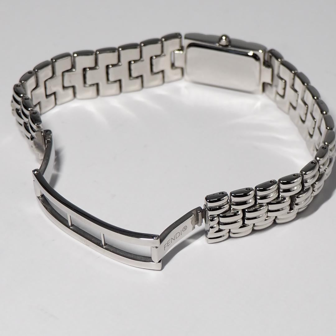 FENDI 660L Quartz Watch Wristwatch FF Logo Navy Silver Women's Authentic