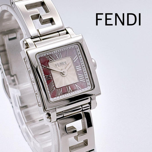 FENDI 60500L Quartz Watch Wristwatch Logo Pink Silver Women's Authentic
