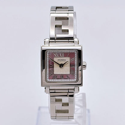 FENDI 60500L Quartz Watch Wristwatch Logo Pink Silver Women's Authentic