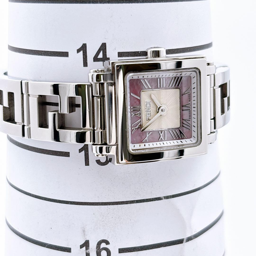 FENDI 60500L Quartz Watch Wristwatch Logo Pink Silver Women's Authentic