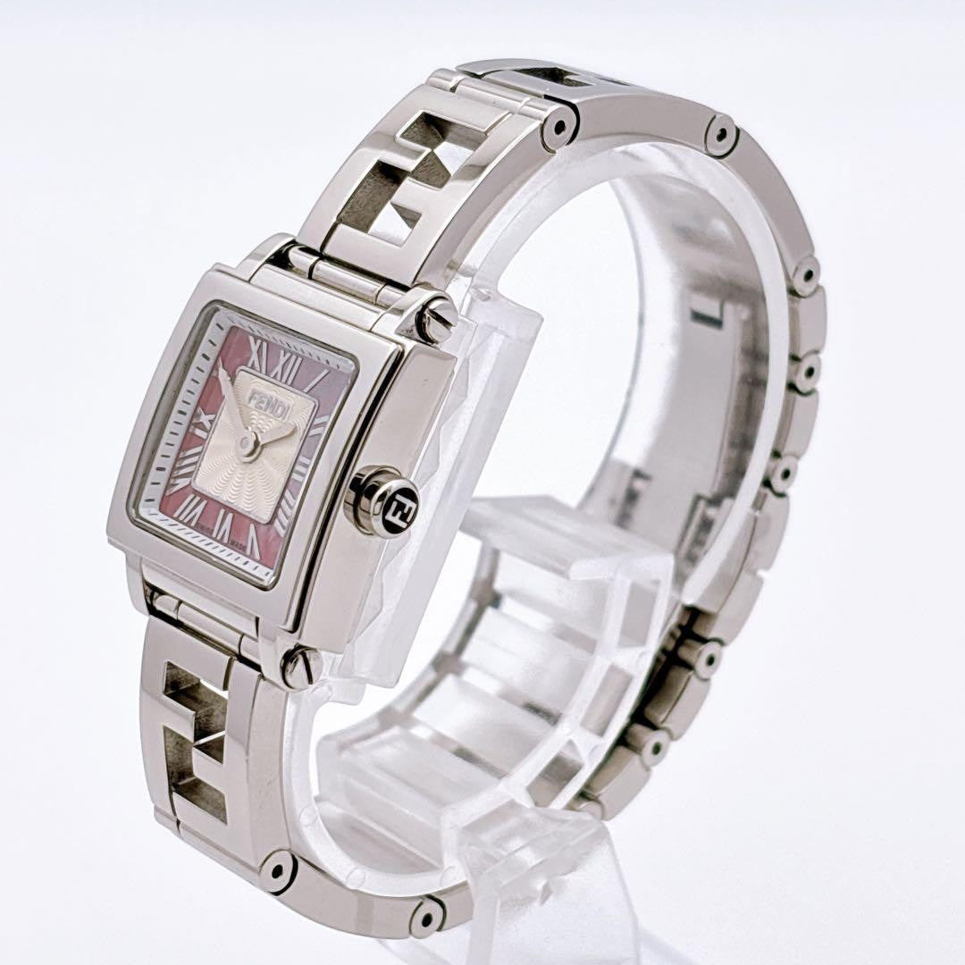 FENDI 60500L Quartz Watch Wristwatch Logo Pink Silver Women's Authentic
