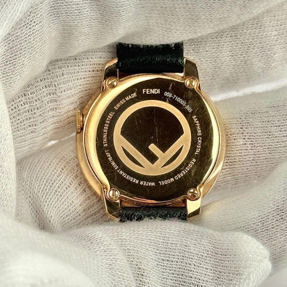 FENDI Quartz Watch Wristwatch F Logo Black Silver Women's Authentic