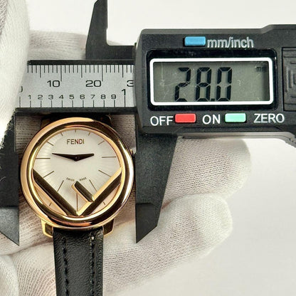 FENDI Quartz Watch Wristwatch F Logo Black Silver Women's Authentic