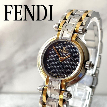 FENDI 760L Quartz Watch Wristwatch FF Zucca Logo Gold Silver Women's Authentic