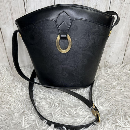 Christian Dior Shoulder Bag Purse Trotter PVC Leather Black Authentic