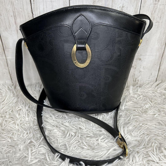 Christian Dior Shoulder Bag Purse Trotter PVC Leather Black Authentic