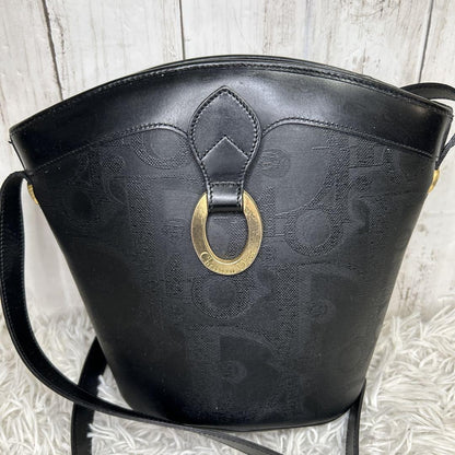 Christian Dior Shoulder Bag Purse Trotter PVC Leather Black Authentic